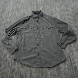 Jeremiah Shirt Men Button Down Gray Solid Long Sleeve 2 Pockets Cotton Large